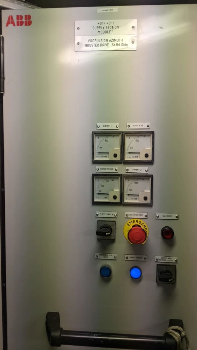 ABB ACS800 azimuth drive panel showing inverter modules and control terminals — specialist repair by Ashmit Engineering