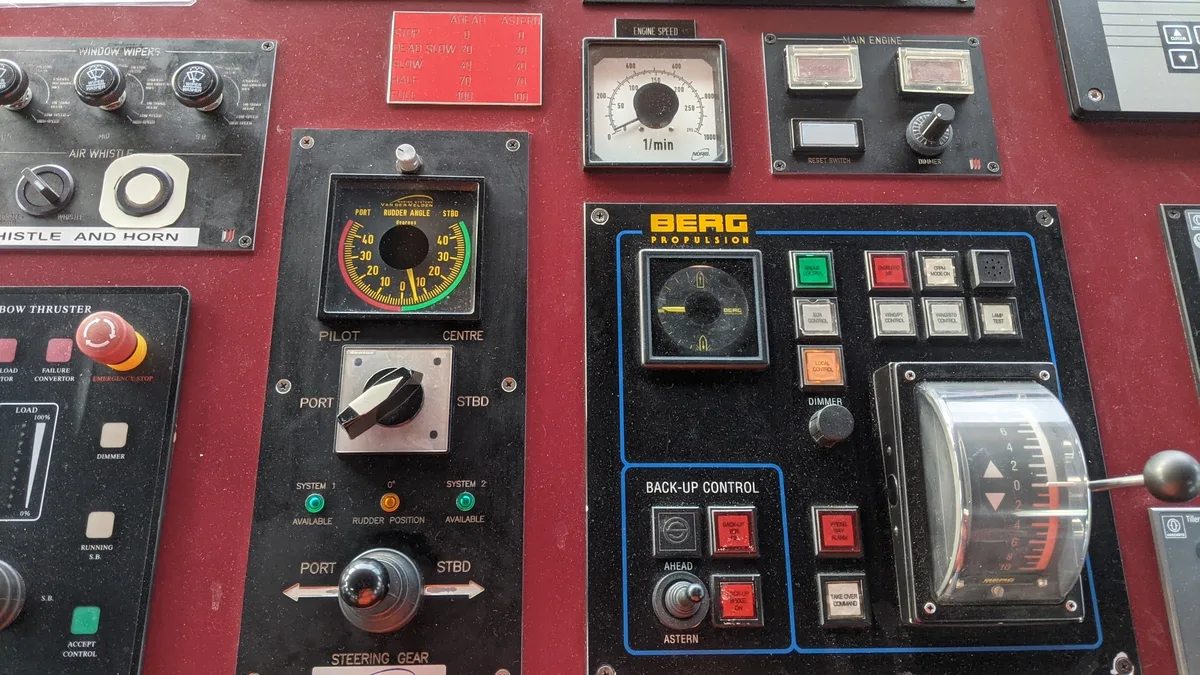 Berg Propulsion bridge control panel with CPP pitch control and bow thruster — Inverness marine automation, Ashmit Engineering Ltd