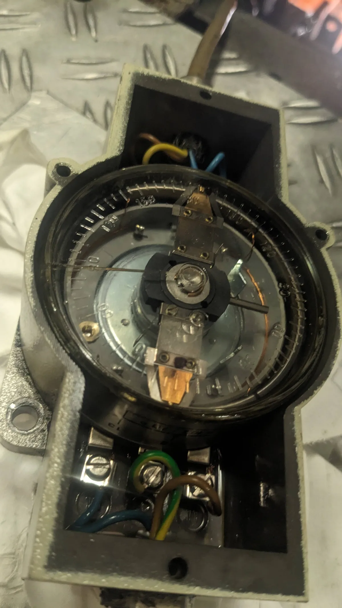 Removed Berg CPP potentiometer showing internal corrosion and wear — replaced during marine control system repair